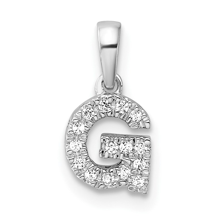 14K White Gold Letter G Initial with Bail Pendant - 13 mm