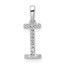 14K White Gold Letter I Initial Pendant - 16 mm