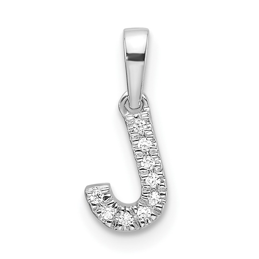 14K White Gold Letter J Initial with Bail Pendant - 13.8 mm