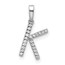 14K White Gold Letter K Initial Pendant - 16 mm