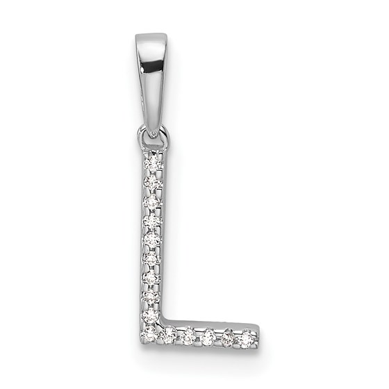 14K White Gold Letter L Initial Pendant - 16 mm 14K White Gold Letter L Initial Pendant - 16 mm