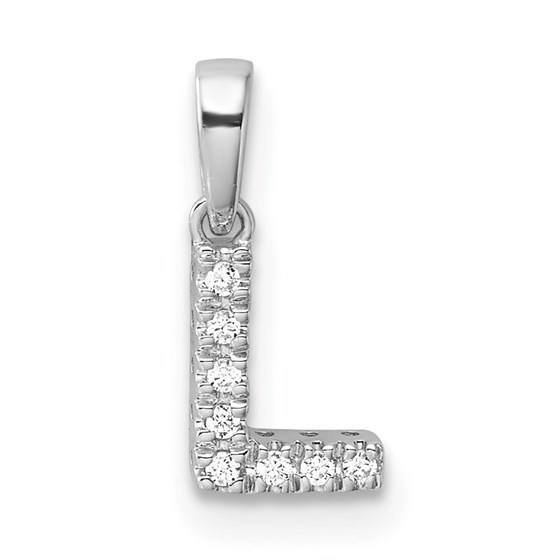 14K White Gold Letter L Initial with Bail Pendant - 13 mm 14K White Gold Letter L Initial with Bail Pendant - 13 mm