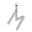 14K White Gold Letter M Initial Pendant - 18 mm