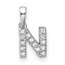 14K White Gold Letter N Initial with Bail Pendant - 14 mm
