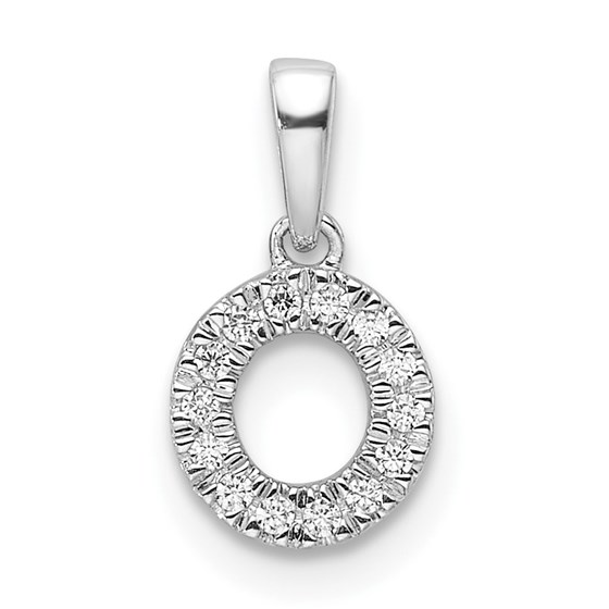 14K White Gold Letter O Initial with Bail Pendant - 14 mm 14K White Gold Letter O Initial with Bail Pendant - 14 mm
