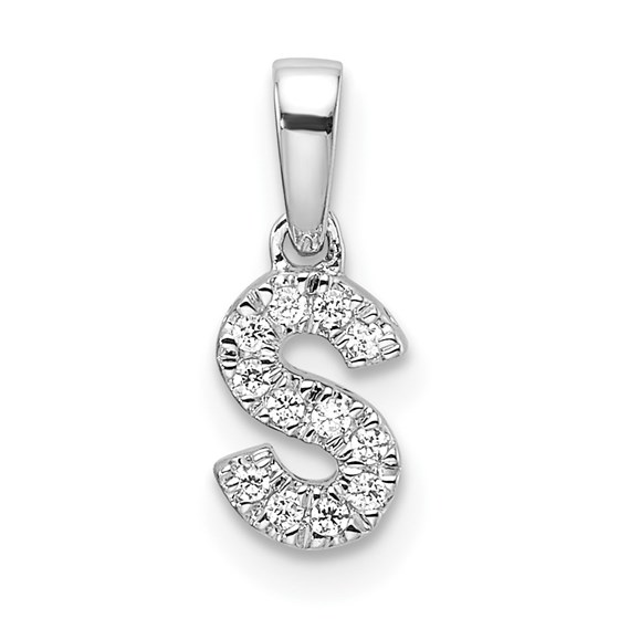 14K White Gold Letter S Initial with Bail Pendant - 13 mm 14K White Gold Letter S Initial with Bail Pendant - 13 mm
