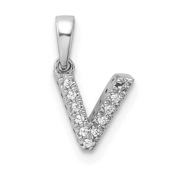 14K White Gold Letter V Initial with Bail Pendant - 13 mm 14K White Gold Letter V Initial with Bail Pendant - 13 mm