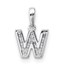 14K White Gold Letter W Initial with Bail Pendant - 14 mm