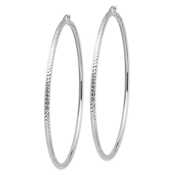 Buy 14k White Gold Lightweight Diamondcut Hoop Earrings APMEX