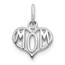14K White Gold MOM Heart Charm - 14.6 mm
