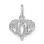 14K White Gold MOM Heart Charm - 14.6 mm