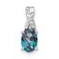 14K White Gold Oval Alexandrite and Diamond Pendant - 14.3 mm