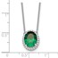 14K White Gold Oval Created Emerald/ 18in. Halo Necklace - 18 in.