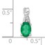 14K White Gold Oval Created Emerald Diamond Pendant - 14.3 mm