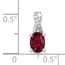14K White Gold Oval Created Ruby and Diamond Pendant - 14.3 mm