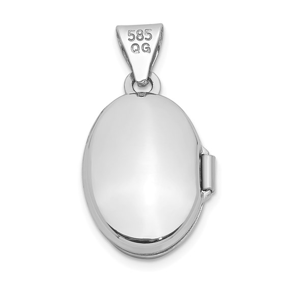 Buy 14k White Gold Oval Plain Assembled Locket - 20 mm | APMEX
