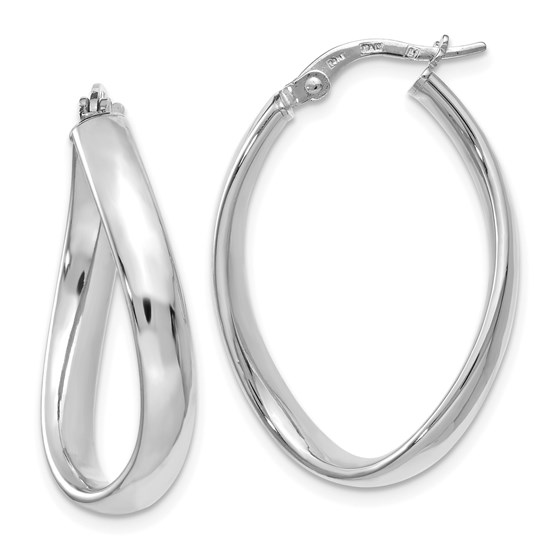 14K White Gold Oval Polished Hoop Earrings - 29.5 mm 14K White Gold Oval Polished Hoop Earrings - 29.5 mm