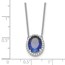 14K White Gold Oval Sapphire/ 18in. Halo Necklace - 18 in.