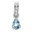 14K White Gold Pear Aquamarine and Diamond Pendant - 16.3 mm