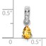 14K White Gold Pear Citrine and Diamond Pendant - 16.3 mm