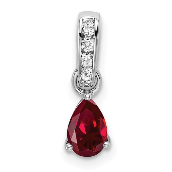 14K White Gold Pear Created Ruby and Diamond Pendant - 16.3 mm 14K White Gold Pear Created Ruby and Diamond Pendant - 16.3 mm