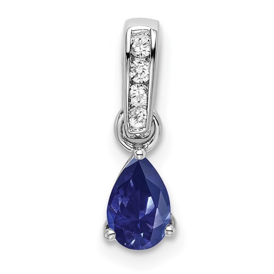 14K White Gold Pear Created Sapphire and Pendant - 16.3 mm 14K White Gold Pear Created Sapphire and Pendant - 16.3 mm