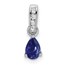 14K White Gold Pear Created Sapphire and Pendant - 16.3 mm