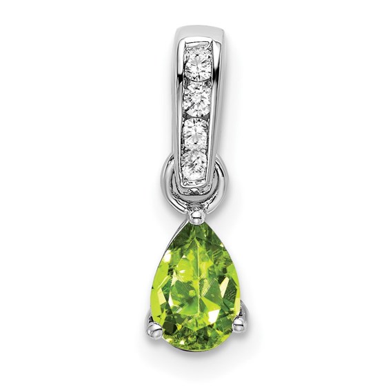 14K White Gold Pear Peridot and Diamond Pendant - 16.3 mm 14K White Gold Pear Peridot and Diamond Pendant - 16.3 mm