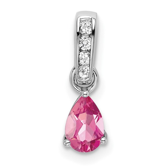 14K White Gold Pear Pink Tourmaline and Pendant - 16.3 mm 14K White Gold Pear Pink Tourmaline and Pendant - 16.3 mm