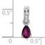 14K White Gold Pear Rhodolite Garnet and Pendant - 16.3 mm