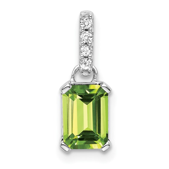 14K White Gold Peridot and Diamond Pendant - 15.9 mm 14K White Gold Peridot and Diamond Pendant - 15.9 mm