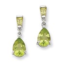14k White Gold Peridot Dangle Post Earrings