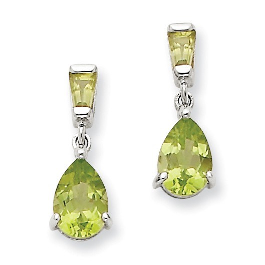 14k White Gold Peridot Dangle Post Earrings