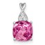 14K White Gold Pink Sapphire Diamond Pendant - 13.5 mm