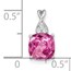14K White Gold Pink Sapphire Diamond Pendant - 13.5 mm