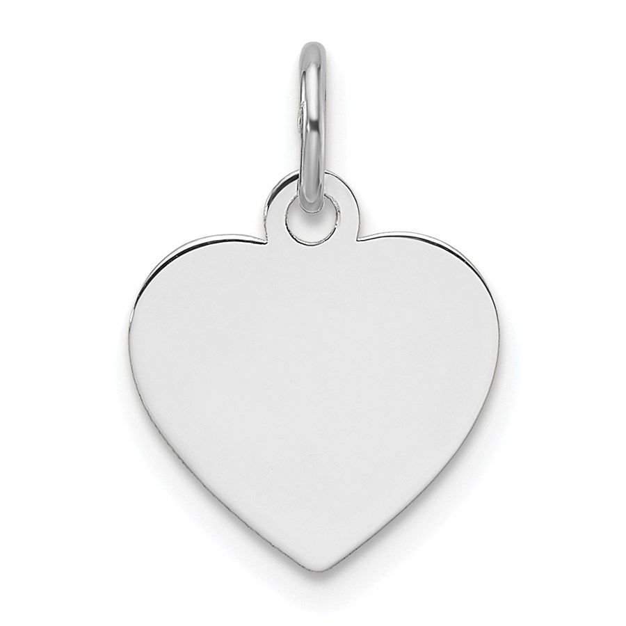 14K White Gold Plain .013 Gauge Engravable Heart Charm - 18.3 mm