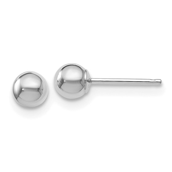 14K White Gold Polished 4mm Ball Post Earrings - 4 mm