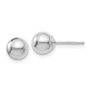 14K White Gold Polished 6mm Ball Post Earrings - 6 mm