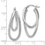 14K White Gold Polished and Textured Hinged Hoop Earrings - 28 mm