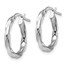 14K White Gold Polished and Textured Hoop Earrings - 20 mm