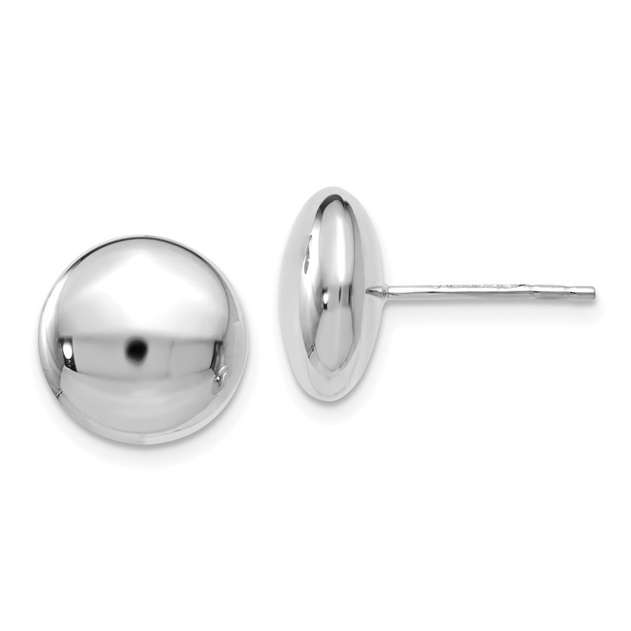 14K White Gold Polished Button Post Earrings - 11 mm