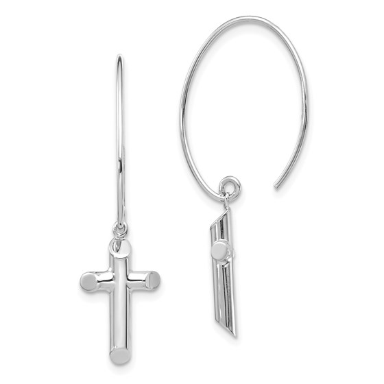 14k White Gold Polished Cross Dangle Earrings 14k White Gold Polished Cross Dangle Earrings