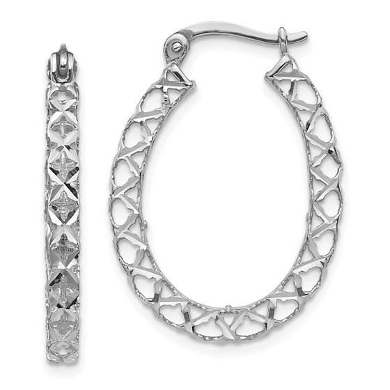 14K White Gold Polished D/C Hollow Hoop Earrings - 27 mm 14K White Gold Polished D/C Hollow Hoop Earrings - 27 mm