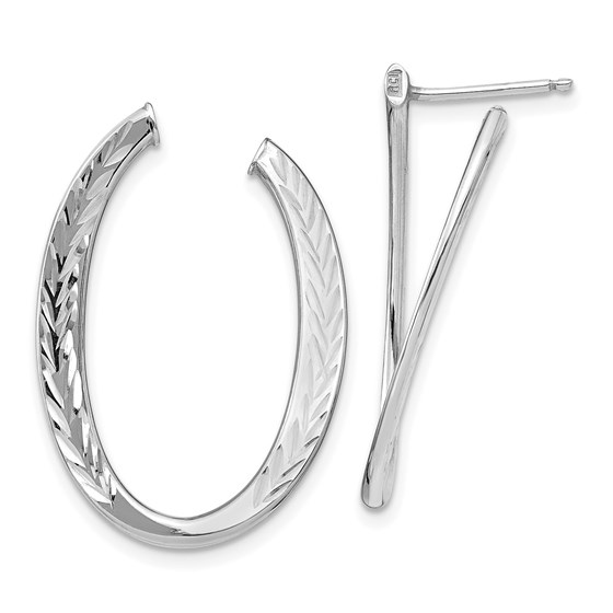 14K White Gold Polished D/C Hoop Earrings - 29 mm 14K White Gold Polished D/C Hoop Earrings - 29 mm