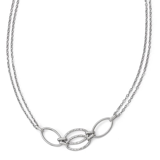 14K White Gold Polished Double Strand Link Necklace - 17.5 in. 14K White Gold Polished Double Strand Link Necklace - 17.5 in.