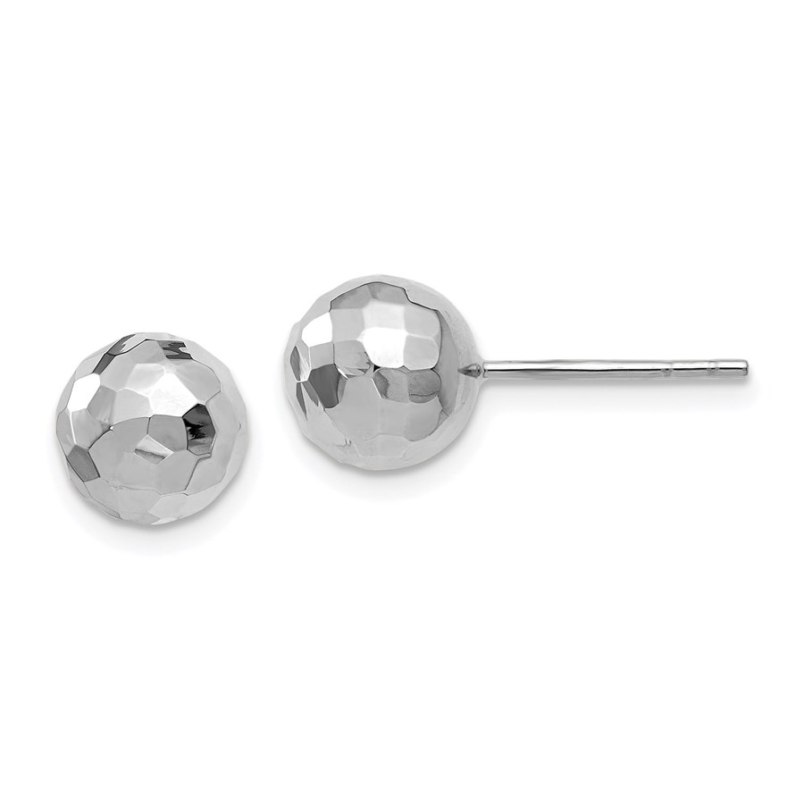 14K White Gold Polished Faceted Post Earrings - 8 mm