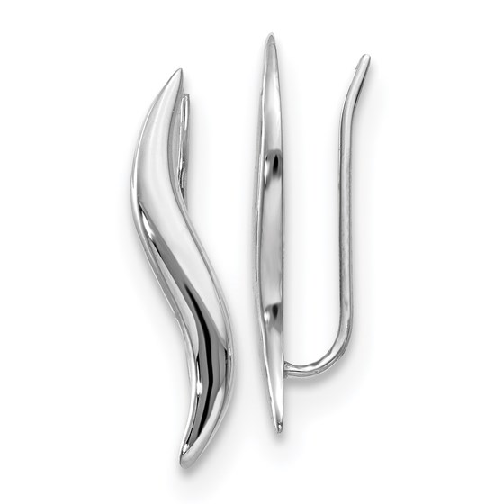 14K White Gold Polished Fancy Ear Climber Earrings - 23 mm 14K White Gold Polished Fancy Ear Climber Earrings - 23 mm