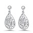 14k White Gold Polished Filigree Teardrop Post Dangle Earrings