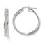 14K White Gold Polished Glimmer Infused Hoop Earrings - 25 mm