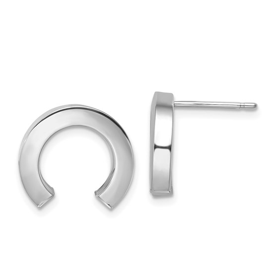 14K White Gold Polished Half Circle Post Earrings - 14.5 mm 14K White Gold Polished Half Circle Post Earrings - 14.5 mm